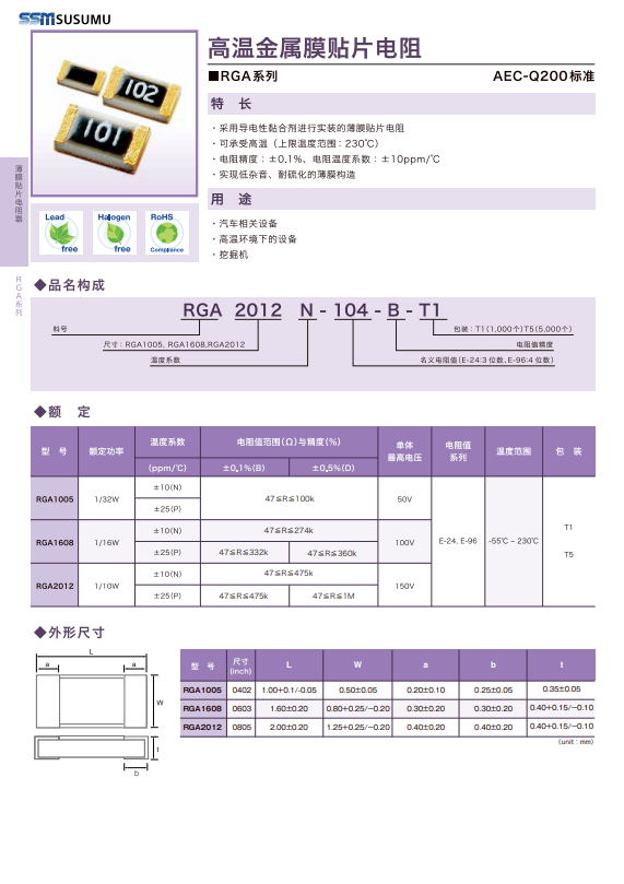 High temperature resistance RGA series